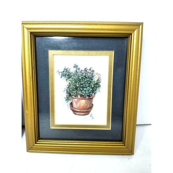 2 MASON ART FRAMED PRINTS OF POTTED PLANTS VERY Y2K - Picture 3 of 6